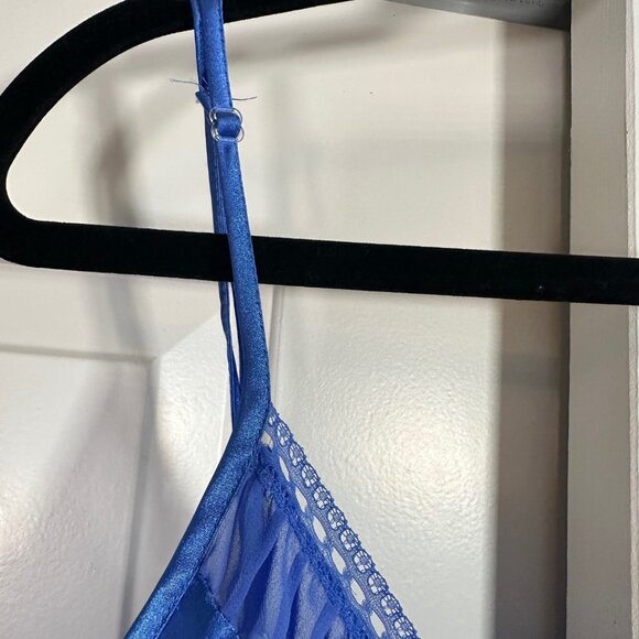 Vintage 90's Y2K Satin Sapphire Blue Babydoll Slip-Dress or Nightgown 3X - Picture 6 of 6